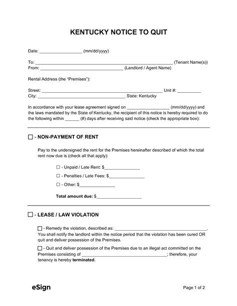Free Kentucky Eviction Notice .